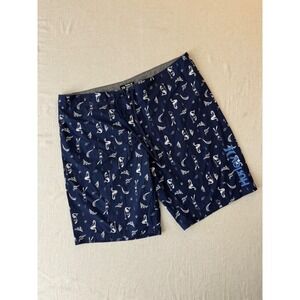 Hurley Mens Mermaid Print Board Shorts Navy Blue Size 38